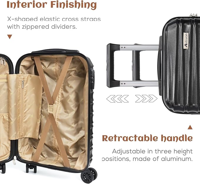 Luggage Set 3 Piece Luggage Set ABS hardshell Spinner Wheels Luggage Carry on - Image 3