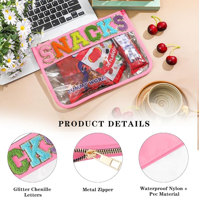 DYSHAYEN Chenille Letter Clear Zipper Pouch - Image 3