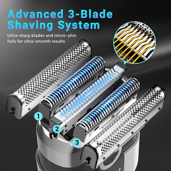 Electric Foil Shavers for Men: Mini Electric Razor, Foil Shaver for Face - Image 3