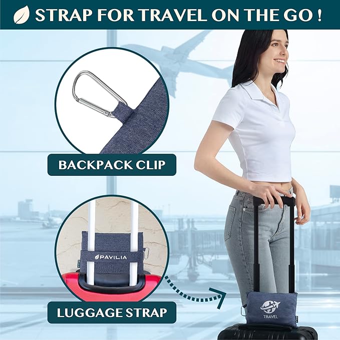 PAVILIA Travel Blanket Compact, Airplane Packable Bag, Soft Fleece Portable - Image 3