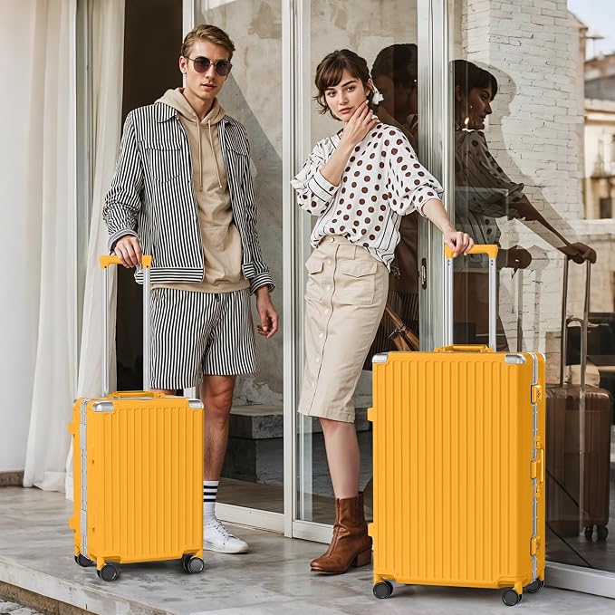 AnyZip Luggage Sets 2 Piece Aluminum Frame Carry On and Checked Suitcase PC ABS - Image 2