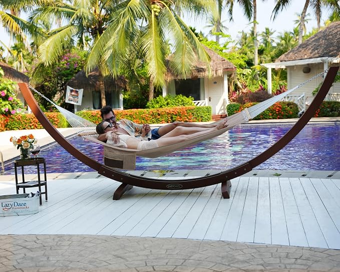 Lazy Daze Hammocks 11 FT Double Outside Hammock Quick Dry Olefin Fabric Hammock - Image 3