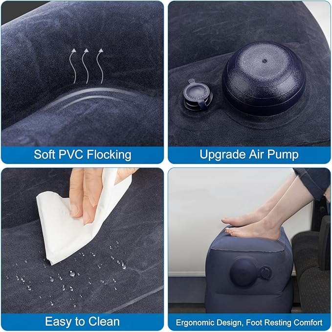 1 Pack Inflatable Travel Foot Pillow, Inflatable Leg Pillow Outdoor Stool - Image 4