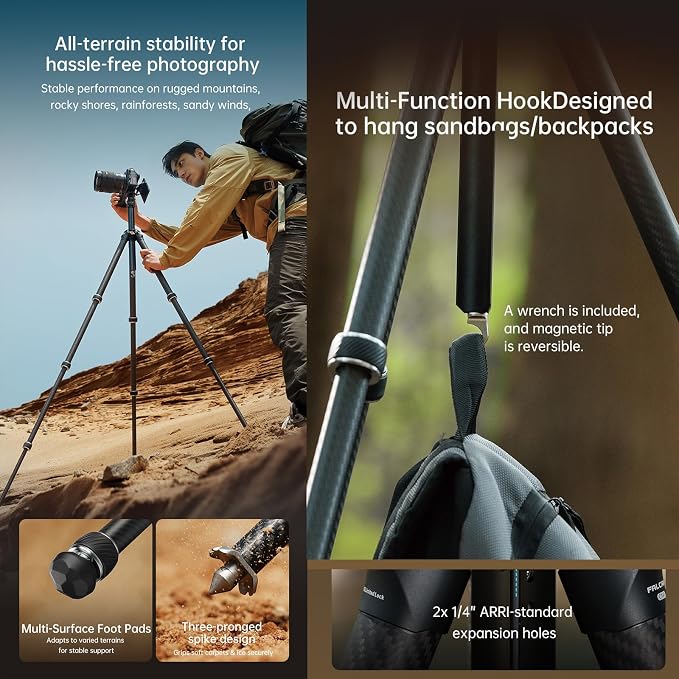 FALCAM TreeRoot F38 Quick Lock Lite Carbon Fiber Travel Tripod - Image 8