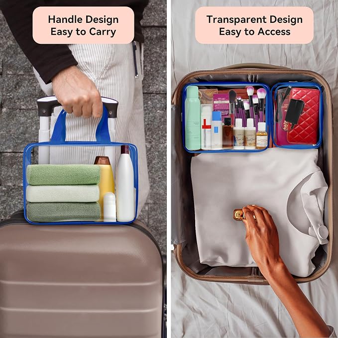 TISRATOK 10 PCS Clear Travel Makeup Toiletry Bag, Plastic PVC Cosmetic TSA - Image 4