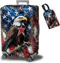 Luggage Cover + Tag, Eagle American Flag Travel Suitcase Protector by BWEGRHE