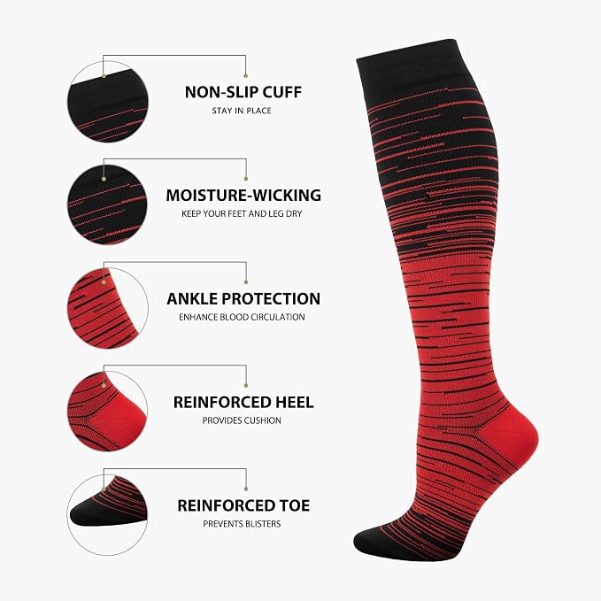 Compression Socks for Women Men Circulation Knee High 8 Pairs for Nurses - Image 5
