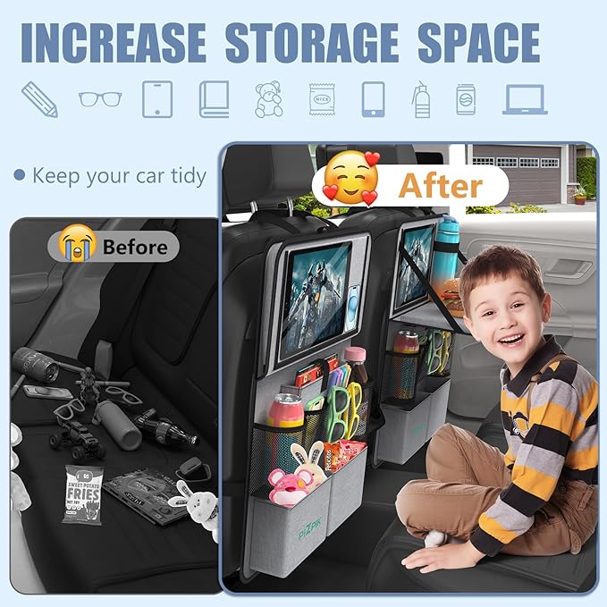 Car Backseat Organizer with Tablet Holder, 11 Storage Pockets with Foldable - Image 4