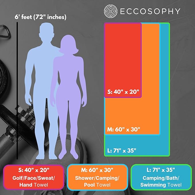 ECCOSOPHY Microfiber Beach Towel – Quick Dry Gym Towel, Highly Absorbent - Image 4