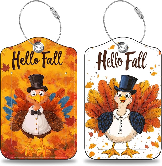 Hello Fall Turkey Set of 2 Luggage Tags by Unknown