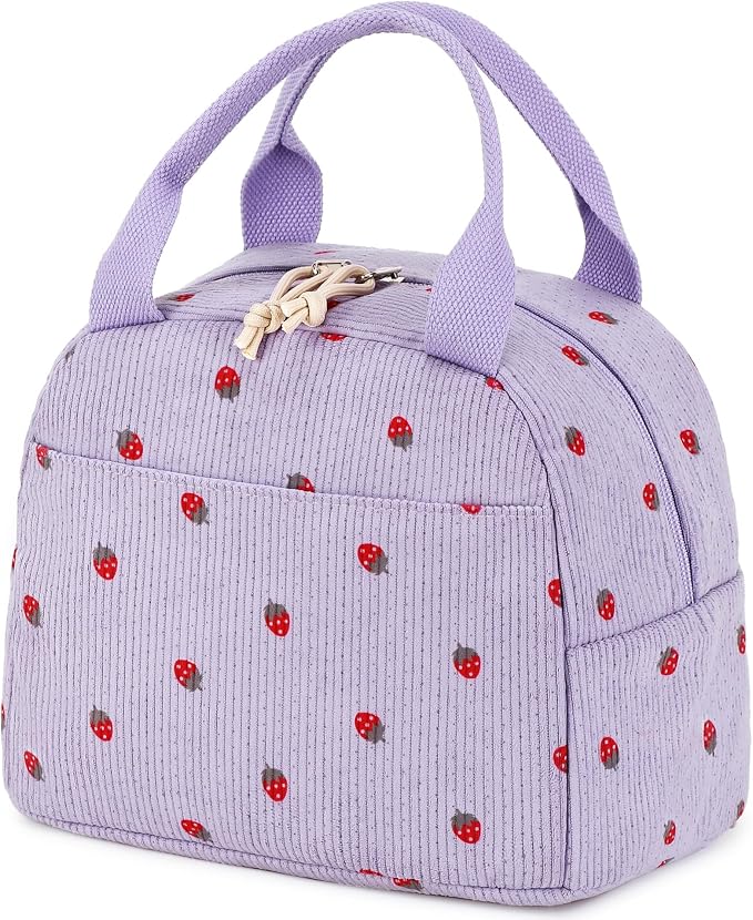 Bluboon Lunch Bag for Women Men Cute Corduroy Lunch Tote Bags Reusable by BLUBOON