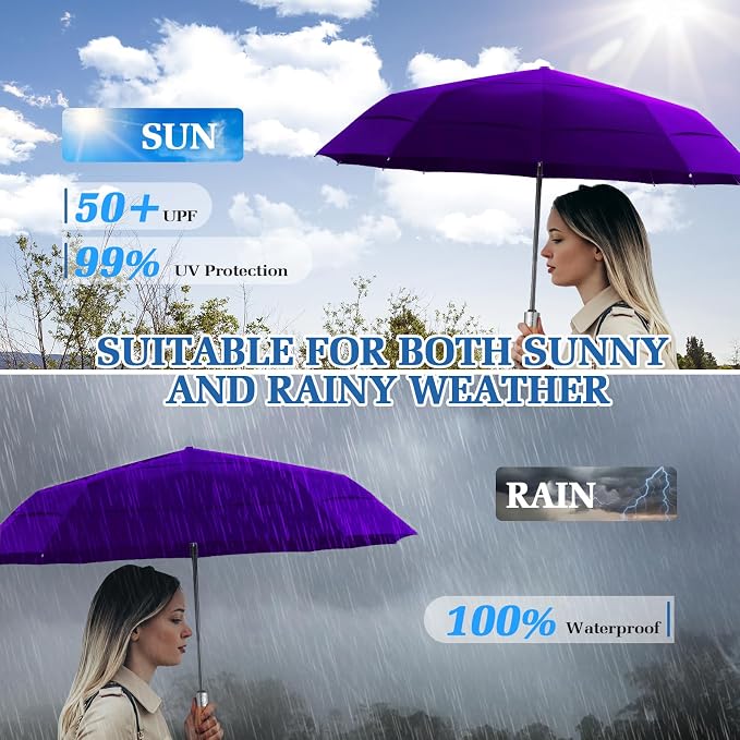 3T Wind Armor Travel Umbrella Compact Easy Auto Open Close Folding Umbrellas - Image 5