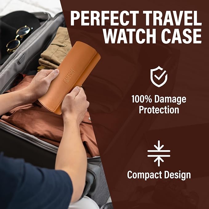 Barton Leather Watch Roll for 3 Watches | Convenient Organizer Case for Travel - Image 5
