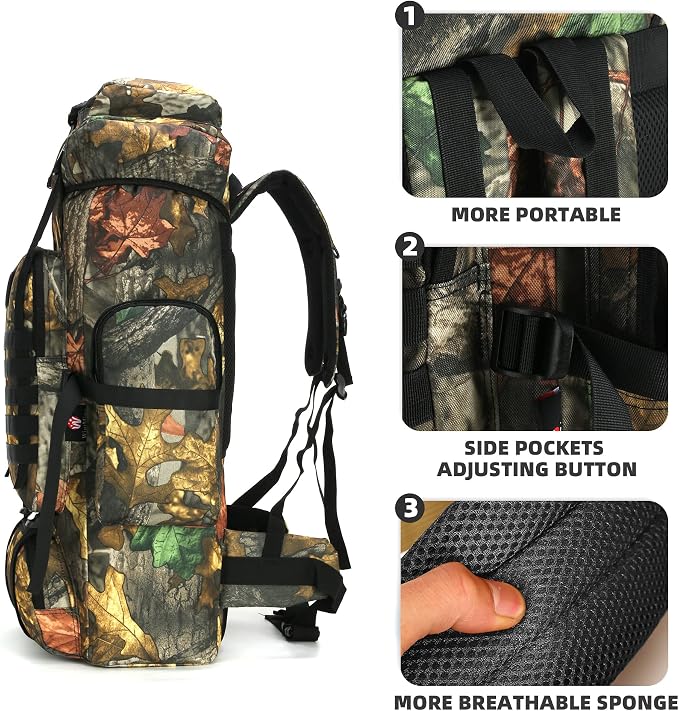 King'sGuard 70L Camping Hiking Backpack Tactical Backpack Military Molle - Image 3