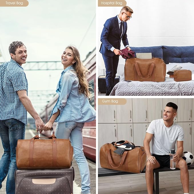 Wogarl 3PCS Leather Weekender Bag - Image 7