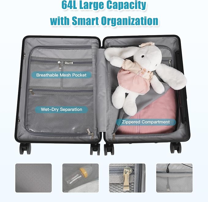 22" Ride On Luggage with Seat for Kids & Adults, Lightweight Hardside Ride-On - Image 5