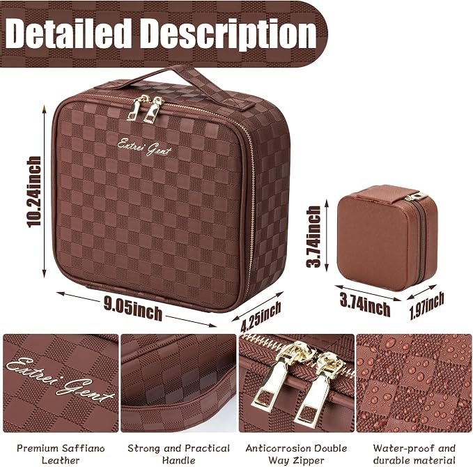 Makeup Travel Train Case with Mirror LED Light 3 Adjustable Brightness Large - Image 2