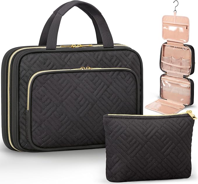 Personalized Gifts for Women, Initial Toiletry Bag Hanging Travel Organizer & by Qinline