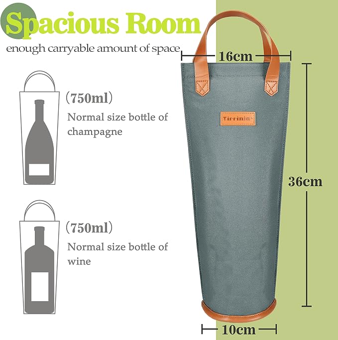 Tirrinia Single Wine Carrier Tote, Insulated Wine Cooler Bag - Image 5