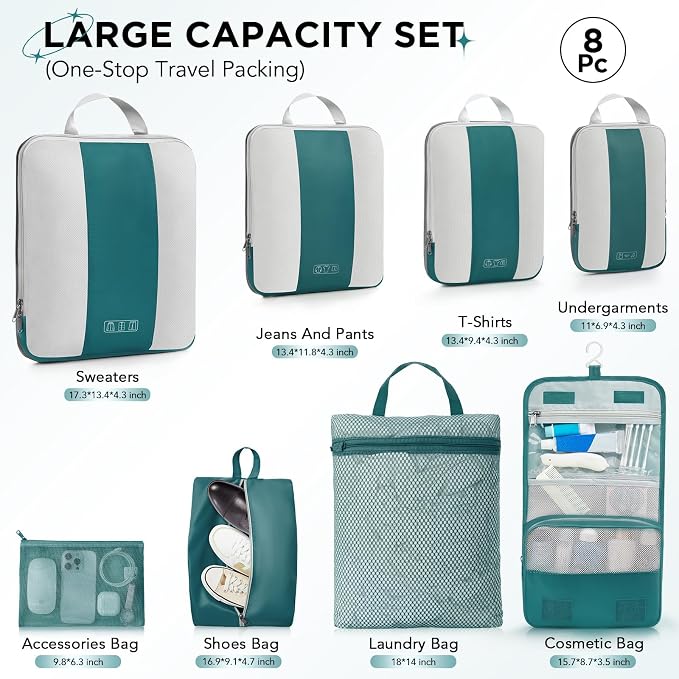 8 Set Compression Packing Cubes - Image 2