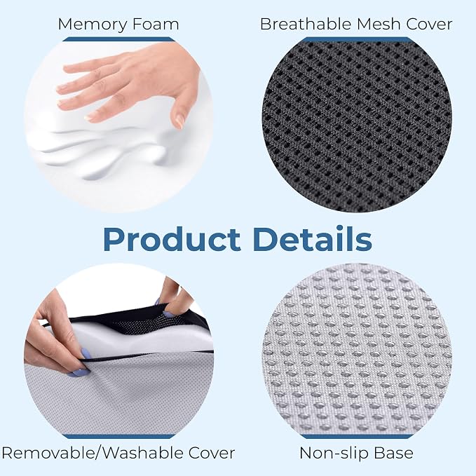 5 STARS UNITED Seat Cushion for Tailbone Pain Relief – Memory Foam Cushion for - Image 6
