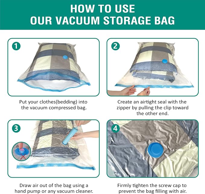 6 Jumbo Vacuum Storage Bags, Space Saver Bags Compression Storage Bags - Image 6