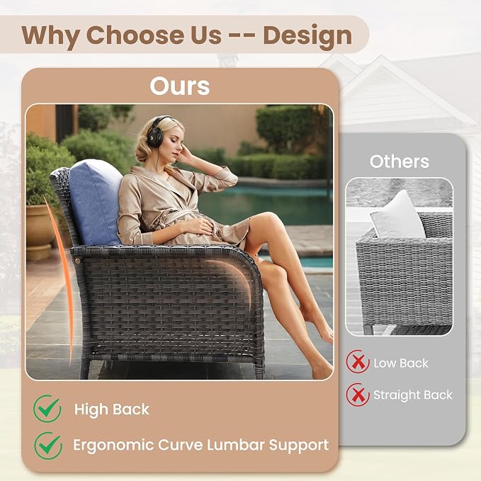 HOOOWOOO Patio Furniture Set, 4 Pieces Outdoor Conversation Set, All Weather - Image 2