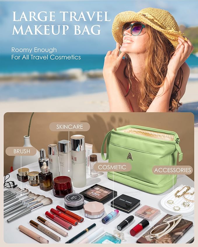 Gifts for Ladies, Initial Large Makeup Bag, Bride To Be Gifts, Double Layer - Image 3