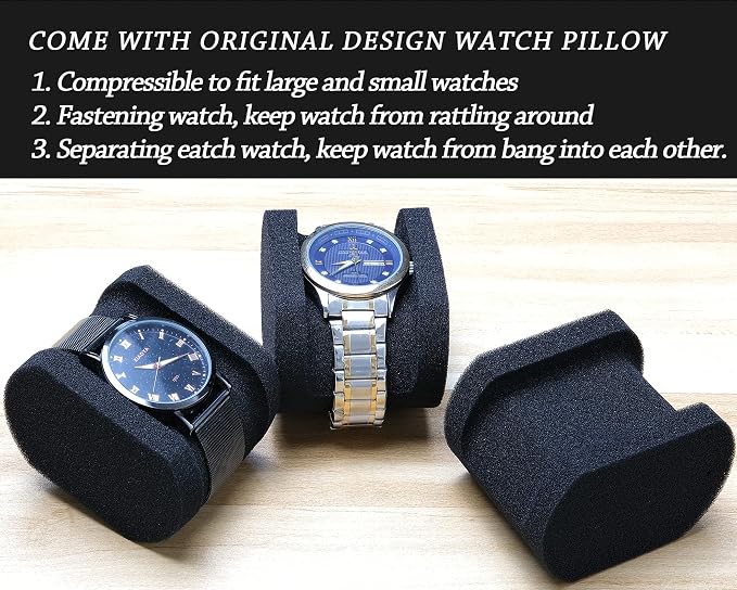 Hard Compact Watch Roll travel case, 2 Slots Portable holder and Organizer - Image 6