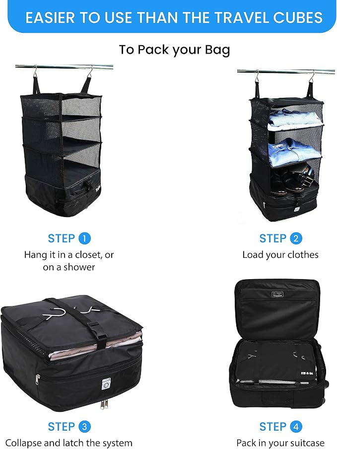 Grand Fusion Stow-N-Go Travel Luggage Organizer – Portable Hanging Travel - Image 7