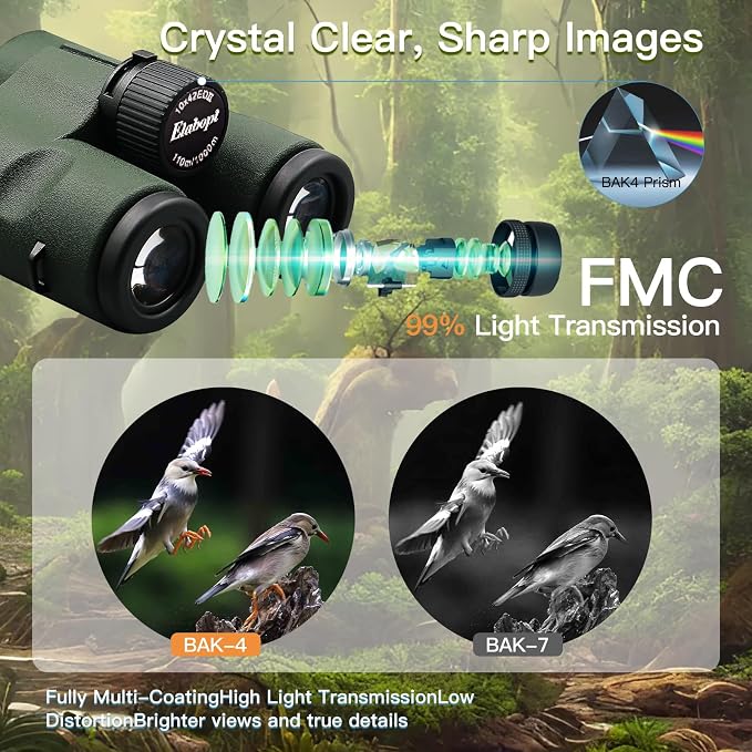 10x42EDII Compact Binoculars for Adults – High-Powered BAK4 Prisms, Diamond - Image 3