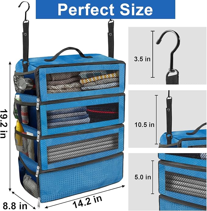 Suitcase Organizer, Travel Luggage Organizer Portable Hanging Travel Shelves - Image 4