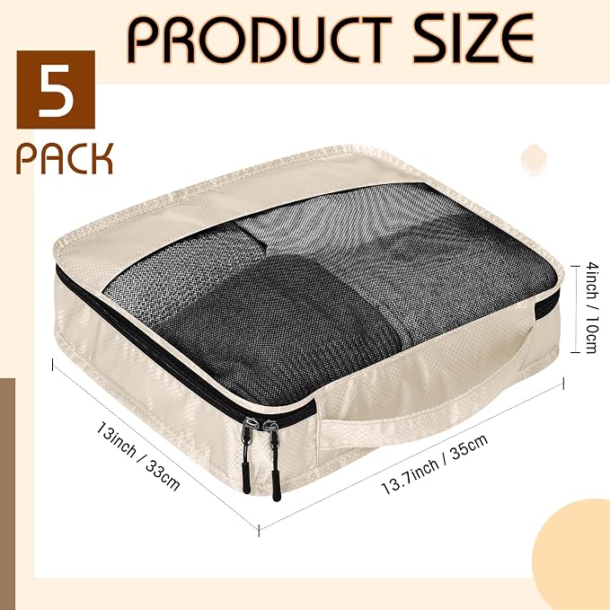 5 Pcs Packing Cubes for Suitcase Large Travel Cubes Carry on Luggage Organizer - Image 2