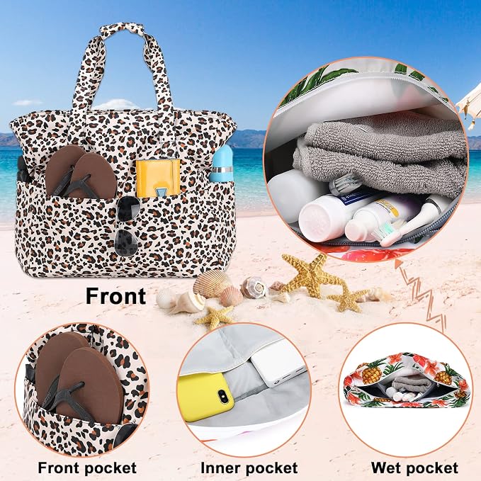 Beach Pool Bags Tote for Women Ladies Large Gym Tote Carry On Bag - Image 7