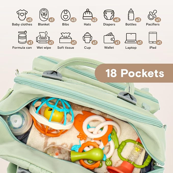 iniuniu Diaper Bag Backpack, 4 in 1 kit Large Unisex Baby Bags - Image 9