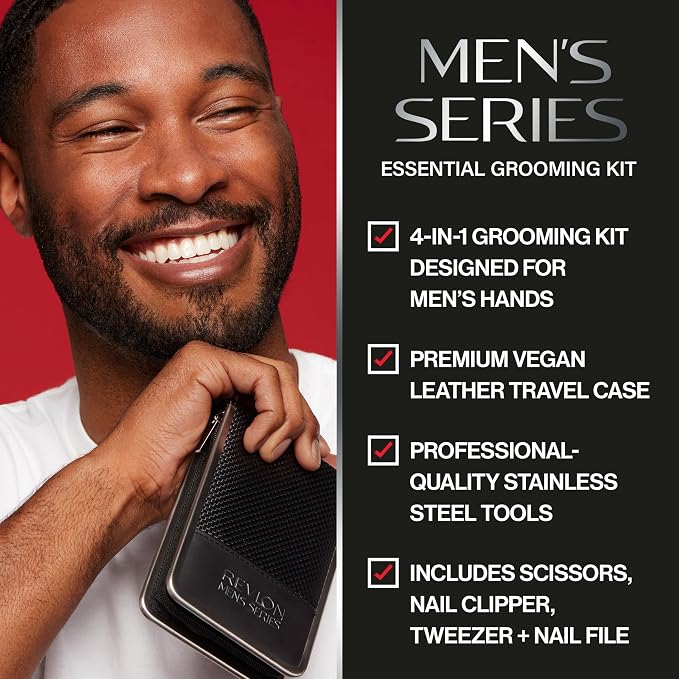 Revlon Men's Grooming Kit, 5-Piece Travel Essentials Set, Includes Nail Clippers - Image 2