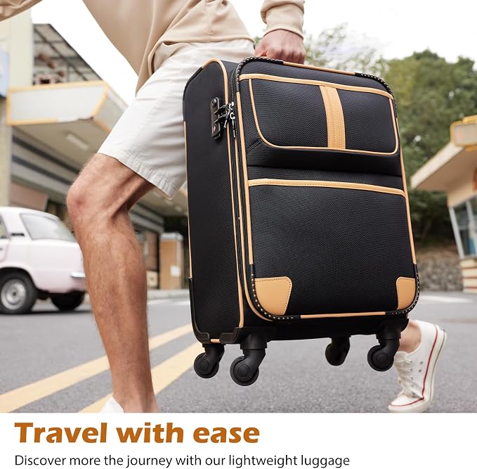 Coolife Luggage 4 Piece Set Suitcase Expandable TSA lock spinner softshell - Image 6