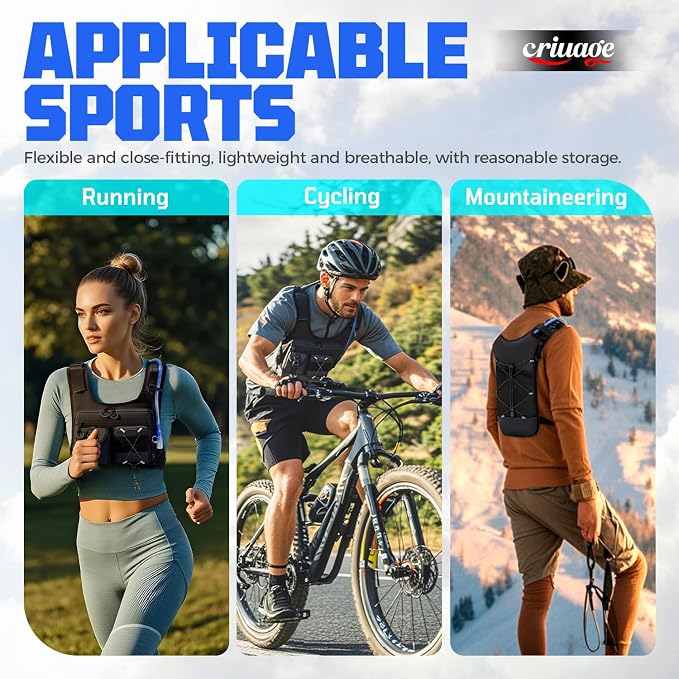 USA Original Patent Running Hydration Vest Backpack, Lightweight Chest Pack - Image 7