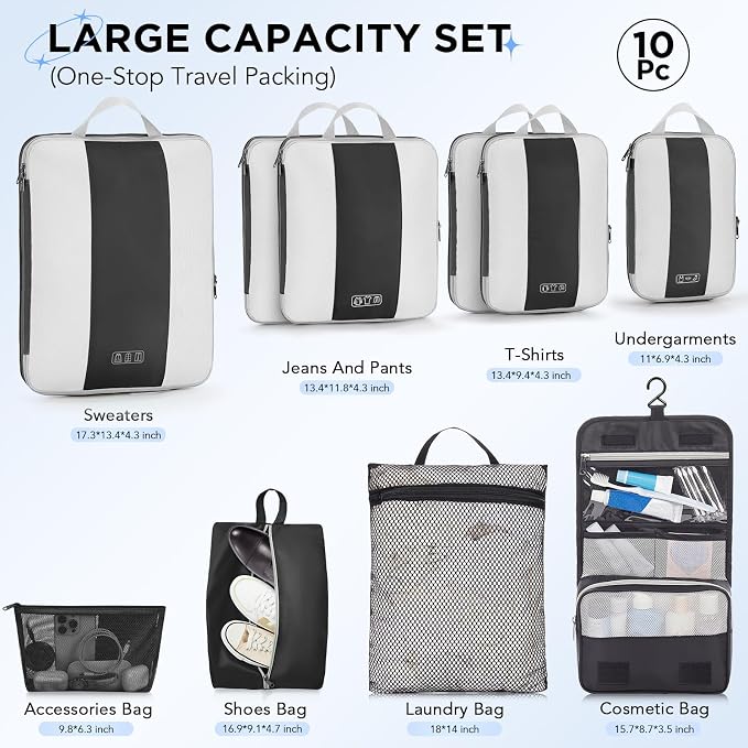 10 Set Compression Packing Cubes - Image 2