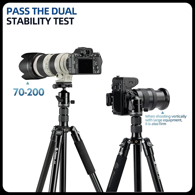 Fotopro 73" Camera Tripod, Aluminum Compact Travel Tripod and Monopod - Image 3