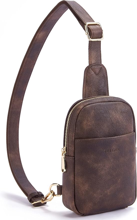 Telena Small Sling Bag for Women Leather Crossbody Fanny Packs Chest Bag for by Telena