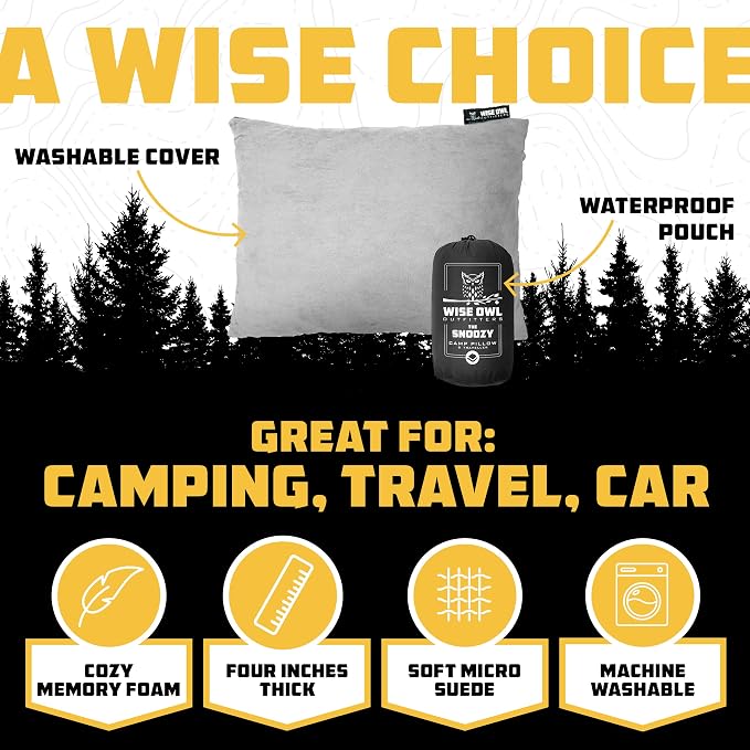 Wise Owl Outfitters Camping Pillow – Memory Foam Travel Pillow - Image 2