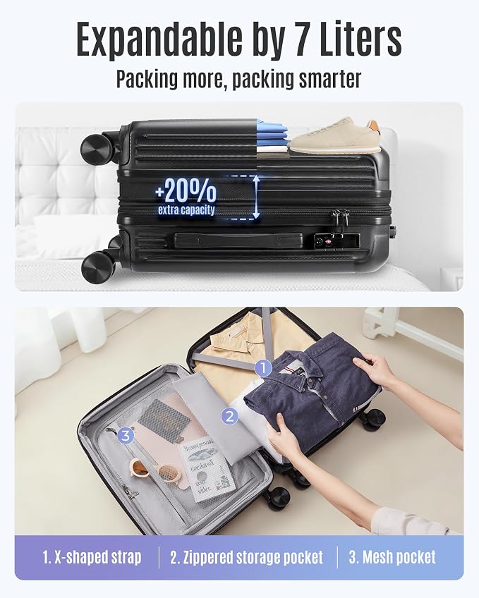 LIGHT FLIGHT Carry On Luggage 22x14x9 Airline Approved, Durable Hard Shell - Image 7