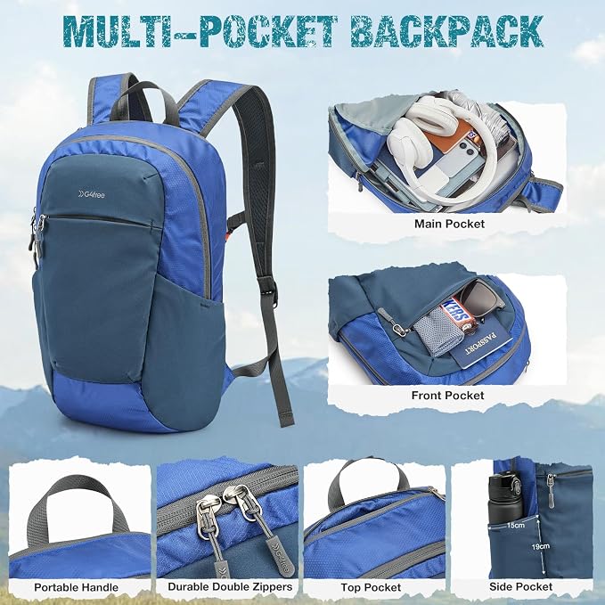 G4Free Packable Hiking Backpack 20L Lightweight Foldable Travel Daypack - Image 4