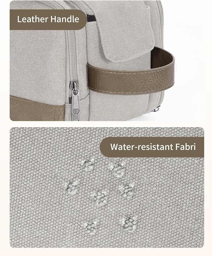WANDF Toiletry Bag for Men Travel Toiletry Organizer Canvas and Leather Dopp - Image 7