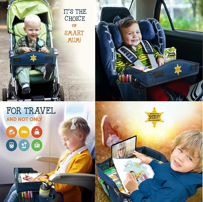 Coolmum Kids Travel Tray, Toddler Car Seat Tray, Double Sided Activity Organizer - Image 4