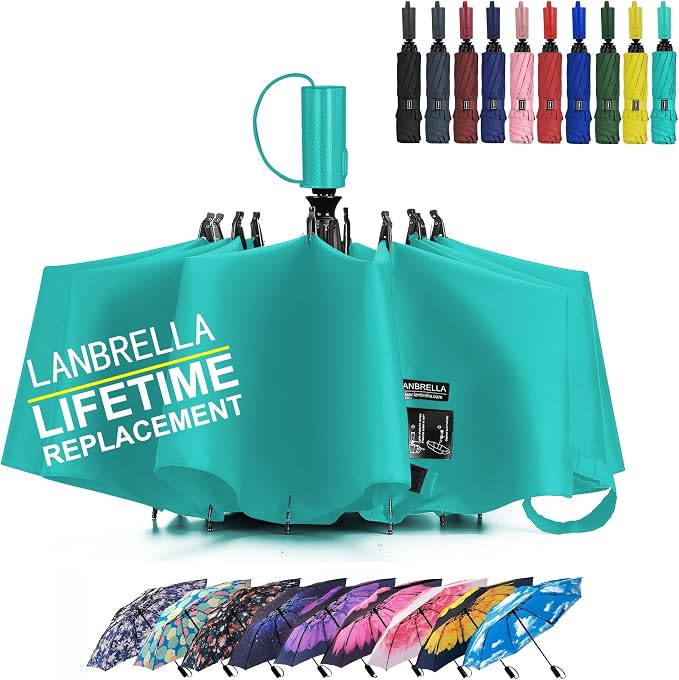 LANBRELLA Compact Reverse Folding Umbrella Auto Windproof Travel Umbrella by LANBRELLA