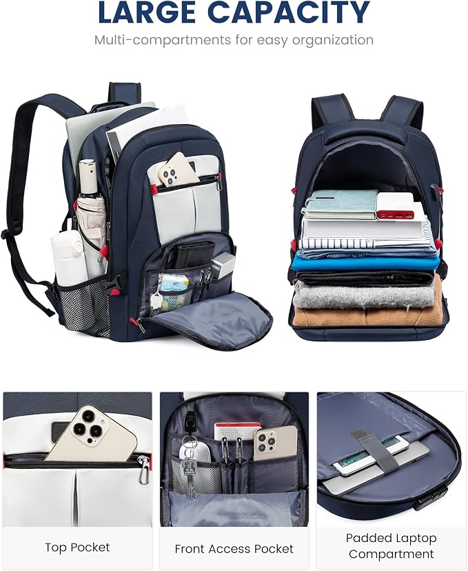 LOVEVOOK 17 inch Blue&White Travel Laptop Backpack - Image 2