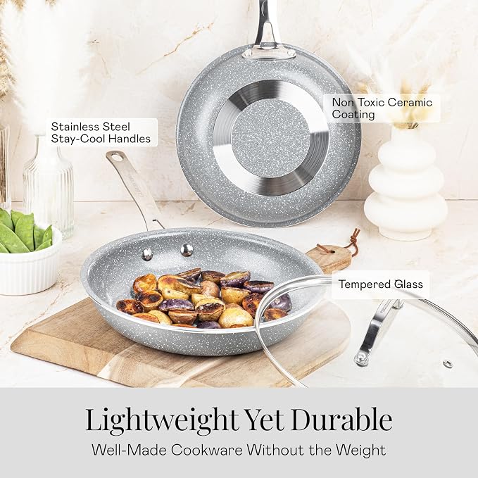 Granitestone 20 Pc Ceramic Cookware Set Nonstick, Complete Pots and Pans Set - Image 4