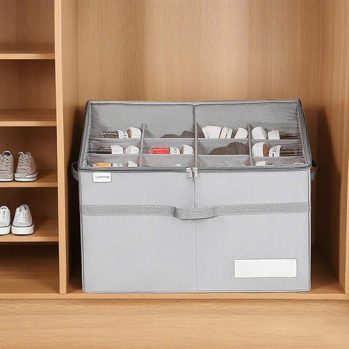 LUVHOMEE Shoe Organizer for Closet, Fits 16 Pairs, Large Shoe Box Storage - Image 8